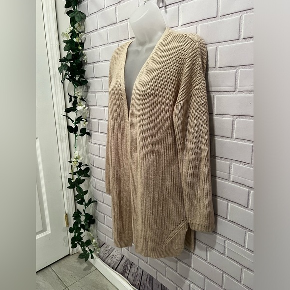 PINK ROSE women open front beige long cardigan/size XL - Picture 7 of 9